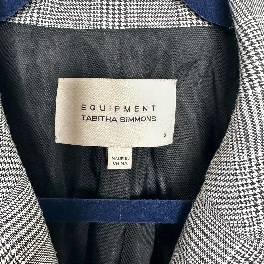 Equipment x Tabitha Simmons Hamish Blazer Gray Windowpane Double Breasted size 0